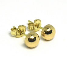Load image into Gallery viewer, 18k yellow gold earrings, mini half sphere, diameter 5 mm, 0.2&quot;, made in Italy.
