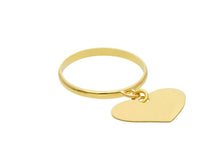 Load image into Gallery viewer, 18K YELLOW GOLD RING WITH HEART PENDANT CHARM BRIGHT, LUMINOUS, MADE IN ITALY
