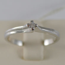 Load image into Gallery viewer, SOLID 18K WHITE GOLD SOLITAIRE WEDDING BAND RING WITH DIAMOND 0.05 MADE IN ITALY.
