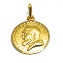 Load image into Gallery viewer, 18K YELLOW GOLD MEDAL PENDANT, SAINT PIO OF PIETRELCINA SMALL 15mm VERY DETAILED
