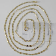 18K YELLOW WHITE ROSE GOLD FLAT BRIGHT OVAL CHAIN 18 INCHES, 2 MM MADE IN ITALY.