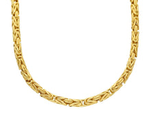 Load image into Gallery viewer, 18K YELLOW GOLD ROUNDED TUBOLAR 3.5mm BYZANTINE CHAIN NECKLACE, LENGTH 45cm 18&quot;.
