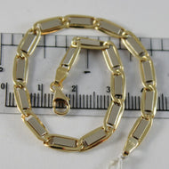 18k white & yellow gold bracelet flat oval 4 mm link, 7.7 inches, made in Italy.