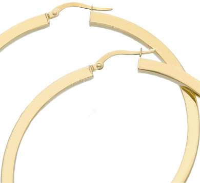 18K YELLOW GOLD CIRCLE EARRINGS DIAMETER 50 MM WITH SQUARE TUBE   MADE IN ITALY.