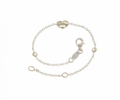 18k white gold bracelet for kids with heart and cubic zirconia made in Italy.