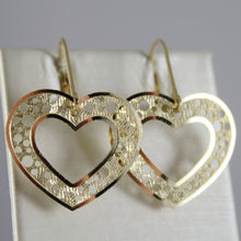 Load image into Gallery viewer, SOLID 18K YELLOW GOLD PENDANT HEART EARRINGS FINELY WORKED, BRIGHT MADE IN ITALY.
