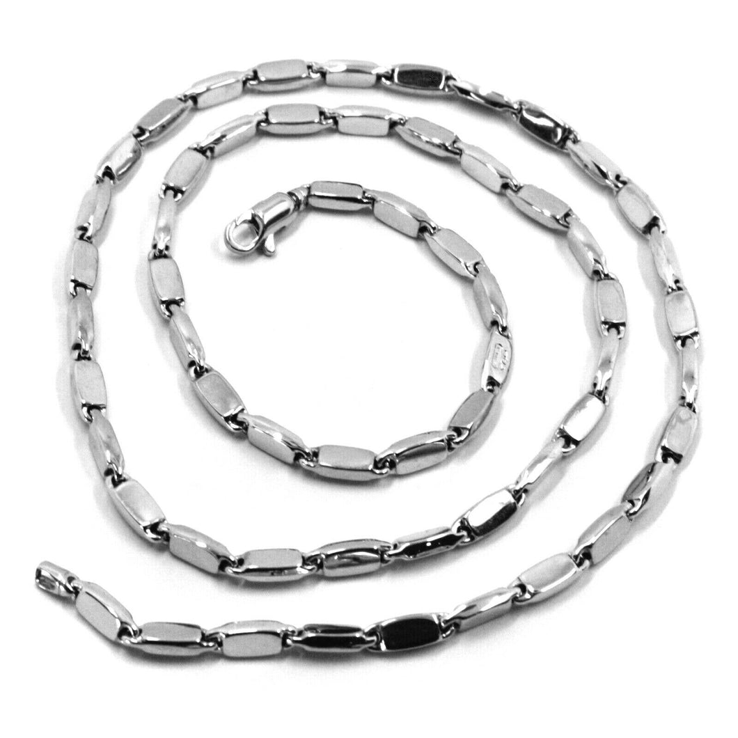 18k white gold chain necklace alternate rectangular oval tube links, 24