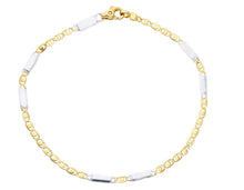 Load image into Gallery viewer, 18K YELLOW WHITE GOLD FLAT BRACELET 2.5mm EYES OVALS CIRCLES &amp; PLATES, 8.3&quot; 21cm.
