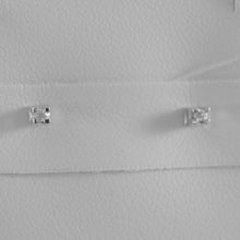Load image into Gallery viewer, 18k white gold mini square earrings diamond diamonds 0.04 ct, made in Italy
