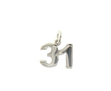 18k white gold number 31 thirty one small pendant charm, 0.4