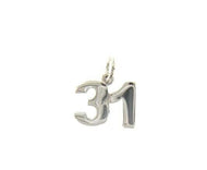 18k white gold number 31 thirty one small pendant charm, 0.4