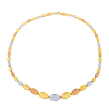 Load image into Gallery viewer, 18K YELLOW WHITE ROSE GOLD FLAT ALTERNATE 5-10mm OVALS PETALS CHOKER NECKLACE
