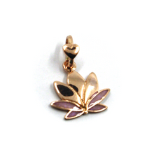 Load image into Gallery viewer, 9K ROSE GOLD SMALL 12mm WATER LILY FLOWER DODO MARIANI ENAMEL PENDANT ITALY MADE.
