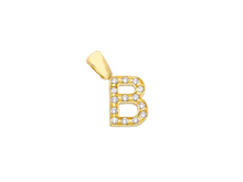 Load image into Gallery viewer, 18K YELLOW GOLD SMALL 10mm 0.4&quot; PENDANT CHARM INITIAL LETTER B &amp; CUBIC ZIRCONIA.
