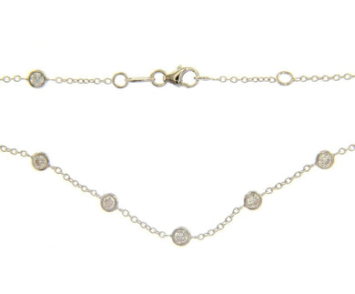 18k white gold necklace, alternate 1mm rolo chain & 3.5mm cubic zirconia, 18