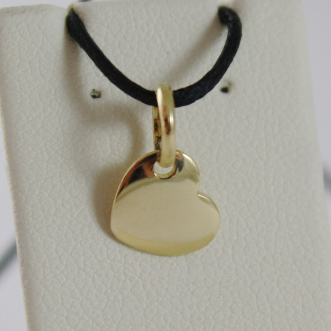 18K YELLOW GOLD MINI HEART CHARM PENDANT, 9 MM, FLAT SMOOTH SHINY MADE IN ITALY