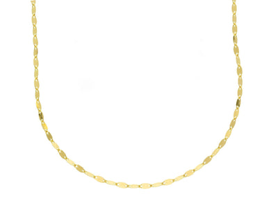 18K YELLOW GOLD CHAIN, THIN 1.3mm FLAT POLISHED DOUBLE OVALS, 19.7