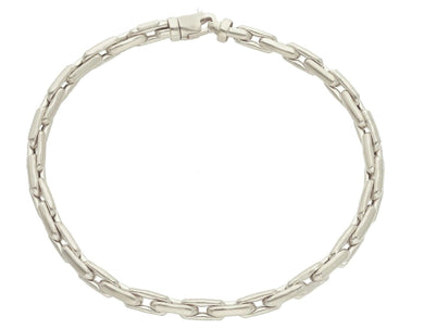 18K WHITE GOLD BRACELET 4mm SQUARE ROUNDED CABLE RECTANGULAR LINK 20cm 7.9