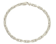 18K WHITE GOLD BRACELET 4mm SQUARE ROUNDED CABLE RECTANGULAR LINK 20cm 7.9