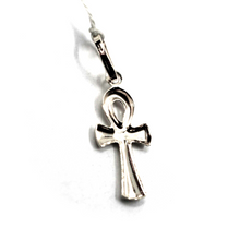 Cargar imagen en el visor de la galería, 18K WHITE GOLD, SMALL 17mm ANKH ROUNDED CROSS OF LIFE PENDANT, EXCAVATED BACK.
