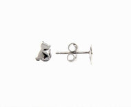 18k white gold earrings with shiny luster cat puppy kitten made in Italy 0.28 in.