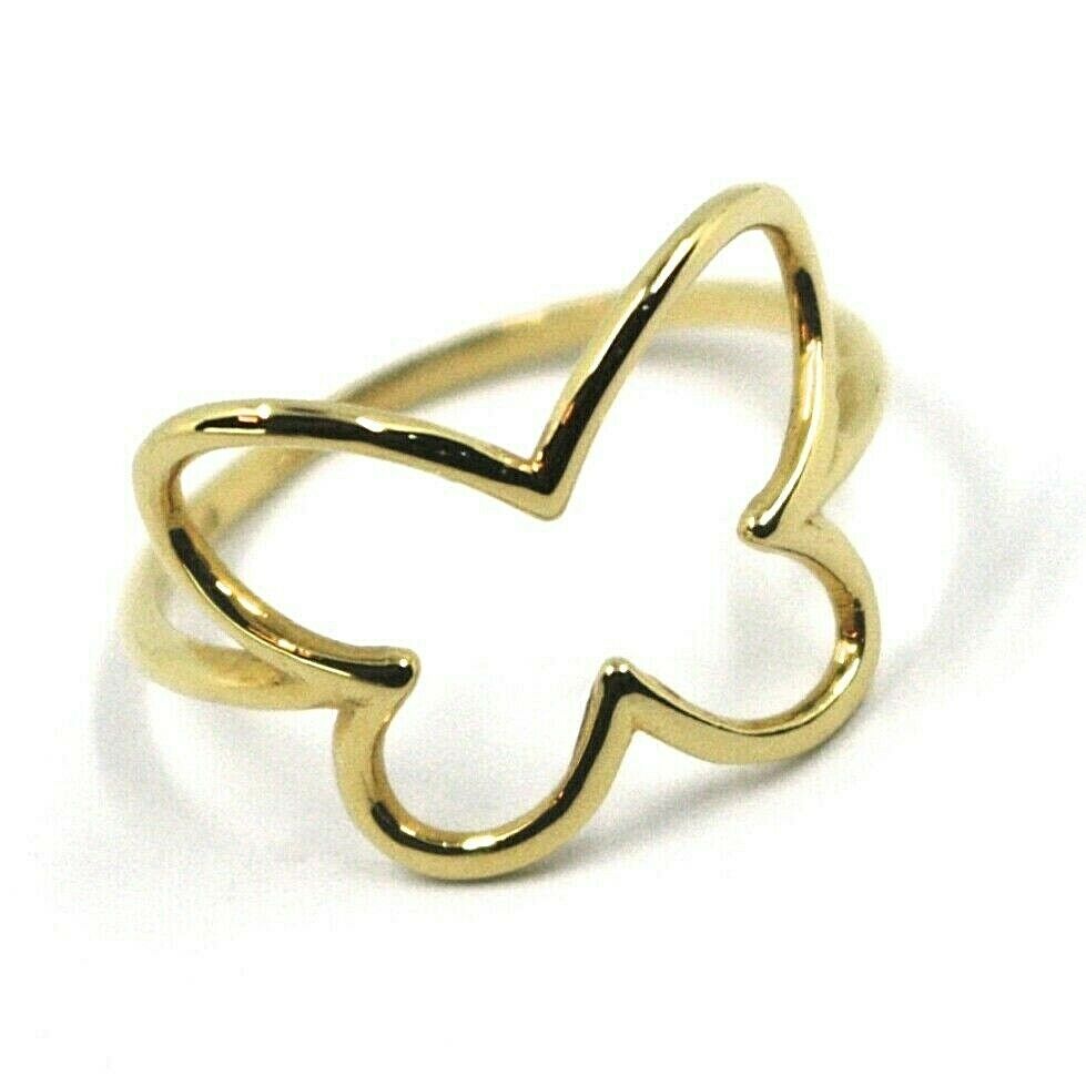 SOLID 18K YELLOW GOLD BUTTERFLY TUBE RING, SMOOTH