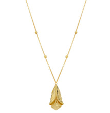 Load image into Gallery viewer, 18K YELLOW GOLD NECKLACE FINELY WORKED 30mm CALLA FLOWER PENDANT, ROLO CHAIN.
