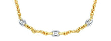 Load image into Gallery viewer, 18K YELLOW WHITE GOLD ALTERNATE 4mm MARINER BRACELET, 7.3 INCHES, MADE IN ITALY.
