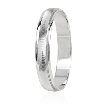 18K WHITE GOLD WEDDING BAND 3.8mm THICK RING ENGAGEMENT STRIPED DOUBLE BINARY.