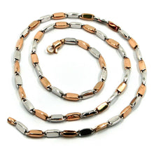 Load image into Gallery viewer, 18k white rose gold chain necklace alternate rectangular oval tube links, 20&quot;
