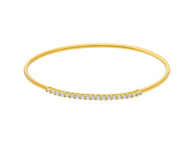18K YELLOW GOLD BRACELET, RIGID, BANGLE, 2 MM THICKNESS, SMOOTH, CUBIC ZIRCONIA.