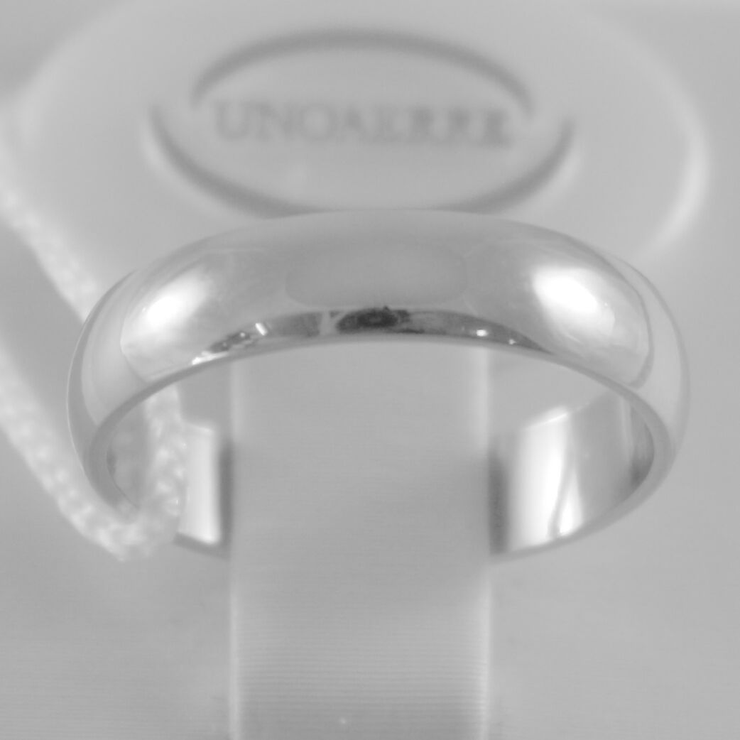 SOLID 18K WHITE GOLD WEDDING BAND FLAT RING 4 GRAMS BY UNOAERRE MADE IN ITALY.