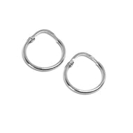 18k white gold round circle hoop small earrings diameter 13mm x 1.2mm, Italy.