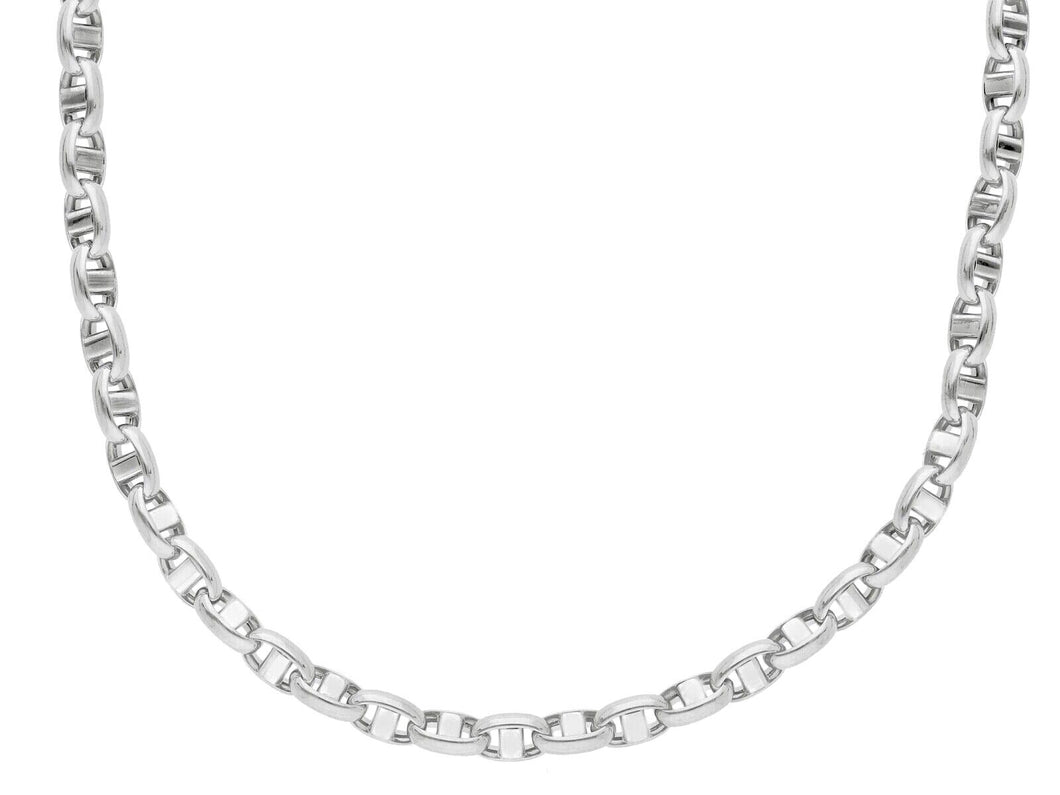 18K WHITE GOLD CHAIN SAILOR'S NAUTICAL NAVY MARINER OVAL 3.5mm LINK, 20