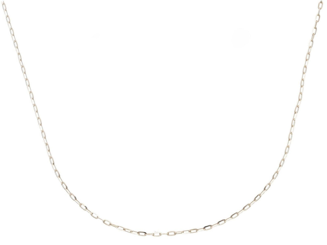 18K WHITE GOLD CHAIN SMALL SQUARED CABLE 1mm OVAL LINKS, 20