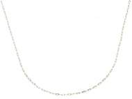 18K WHITE GOLD CHAIN SMALL SQUARED CABLE 1mm OVAL LINKS, 20