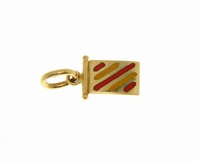 18k yellow gold nautical glazed flag letter y pendant charm medal enamel Italy.