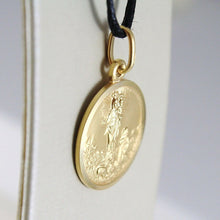 Load image into Gallery viewer, solid 18k yellow gold Madonna Our Virgin Mary Lady of the Guard 13 mm round medal pendant very detailed.
