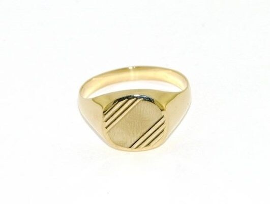 18k yellow gold band man ring square engravable satin and smooth made in Italy