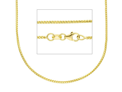 18K YELLOW GOLD CHAIN 1.4mm SQUARE FRANCO LINK, 18 INCHES, 45cm MADE IN ITALY.