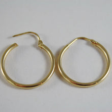 Load image into Gallery viewer, 18K YELLOW GOLD EARRINGS CIRCLE HOOP 22 MM 0.87 INCHES DIAMETER MADE IN ITALY
