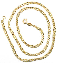 Load image into Gallery viewer, 18K YELLOW GOLD CHAIN 3 MM, 20 INCHES, ALTERNATE 5 GOURMETTE, 2 TIGER EYE LINKS

