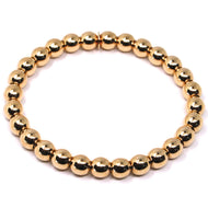 18k rose gold bracelet, semirigid, elastic, big 6 mm smooth balls spheres.