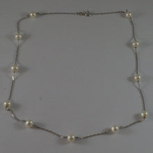 Load image into Gallery viewer, SOLID 18K WHITE GOLD NECKLACE WITH FRESHWATER WHITE PEARL MADE IN ITALY 17,91 IN.
