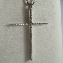 Load image into Gallery viewer, SOLID 18K WHITE GOLD NECKLACE WITH BIG CROSS, DIAMONDS, DIAMOND MADE IN ITALY
