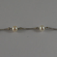 Load image into Gallery viewer, solid 18k white gold bracelet with freshwater white pearl made in Italy 7.28 in.
