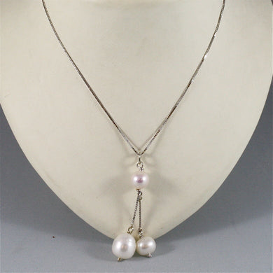 18k white gold necklace with pendant, white pearl diameter 1 cm made in Italy.