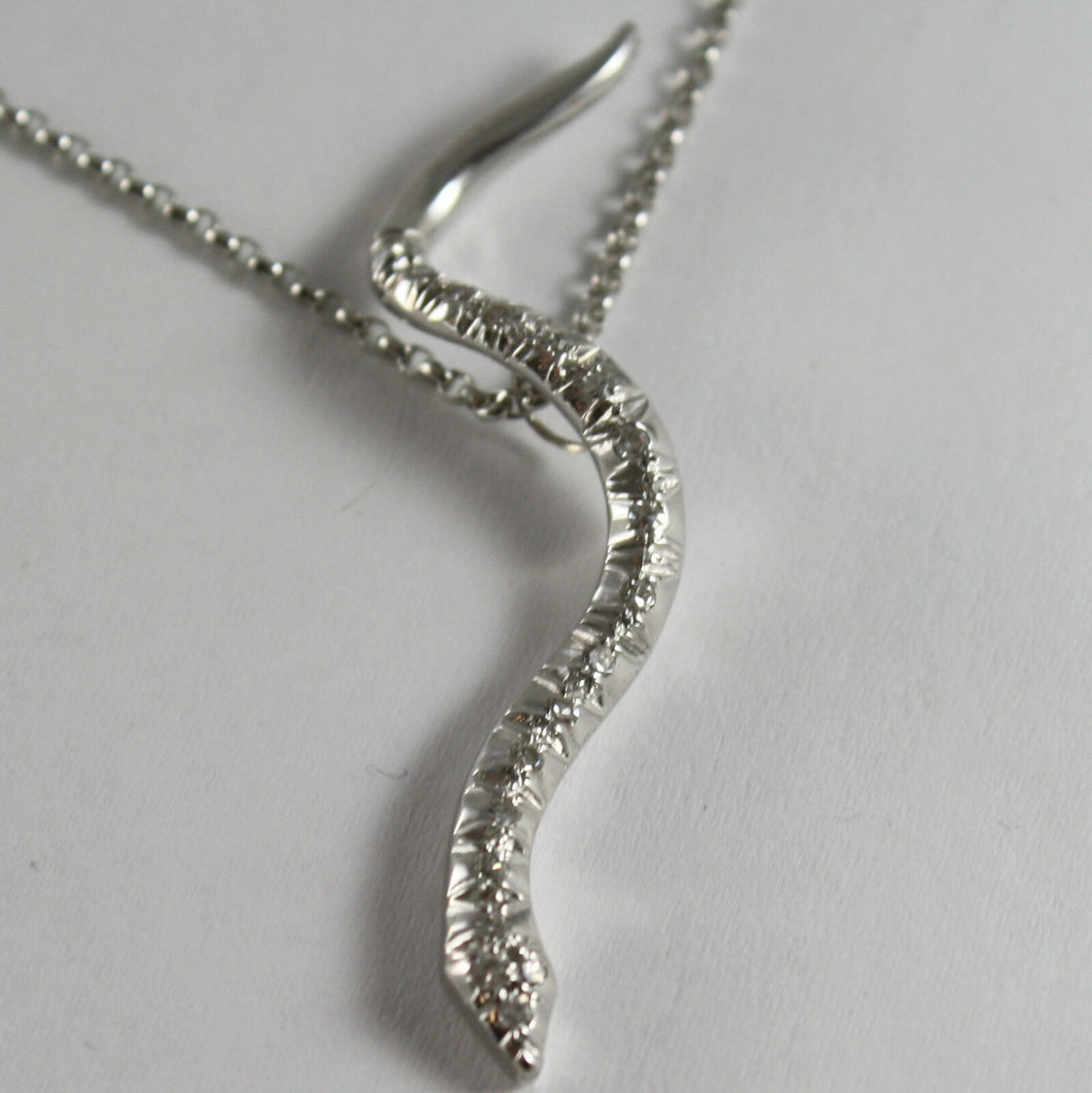 SOLID 18K WHITE GOLD SNAKE PENDANT WITH DIAMONDS CT 0.27 NECKLACE, MADE IN ITALY.