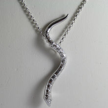 Load image into Gallery viewer, SOLID 18K WHITE GOLD SNAKE PENDANT WITH DIAMONDS CT 0.27 NECKLACE, MADE IN ITALY.
