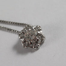 Load image into Gallery viewer, SOLID 18K WHITE GOLD NECKLACE, FLOWER, SUN WITH DIAMONDS, DIAMOND MADE IN ITALY
